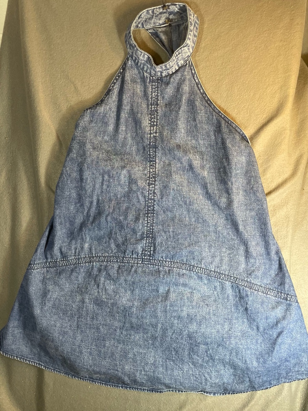 Free People "Rising Sun" Chambray Denim Halter Mini Dress